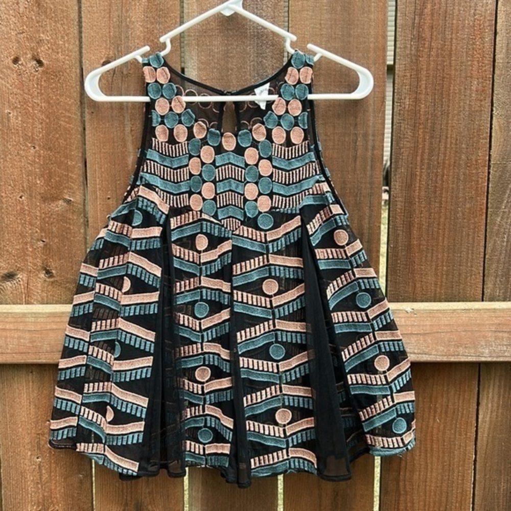Anthropologie Akemi + Kin Kalila Embroidered Polka Dot Sheer Tank Top Size XS